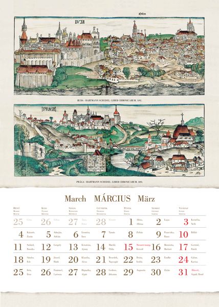 Európai városok Hartmann Schedel krónikájából 2013-as naptár